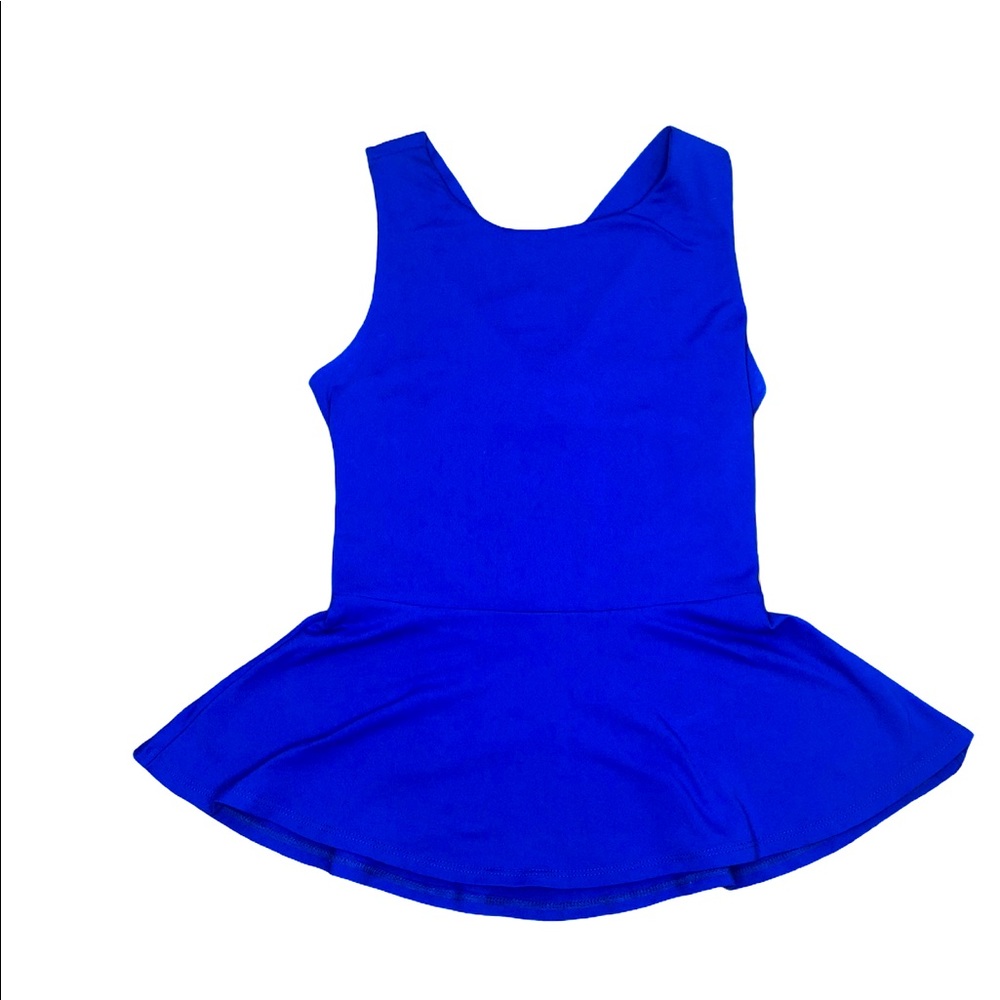 Susana Monaco Vibrant Blue Strappy Back Peplum Top